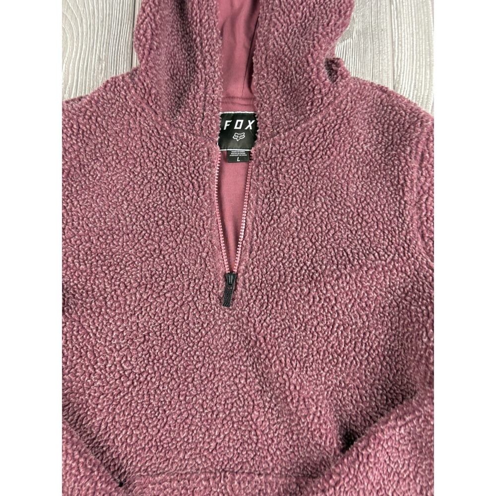Fox Racing Womens Large Quarter Zip Sherpa Fleece Pullover Hoodie Pinkish Brown - Picture 2 of 10